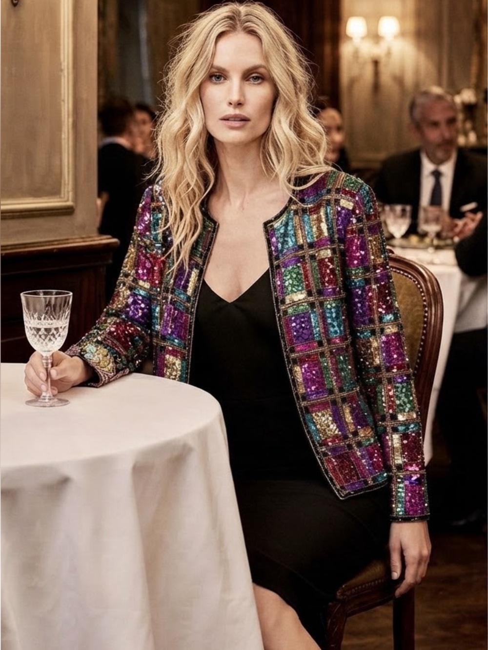 Vintage Laurence Kazar New York Sequin Jacket Size XL